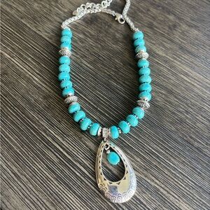 Brighton Retired Sante Fe Faux Turquoise Bead Necklace Pendant